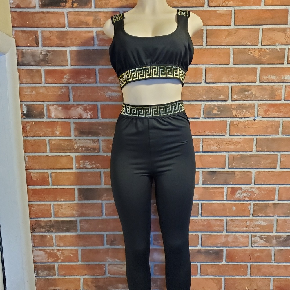 2 piece black and gold set